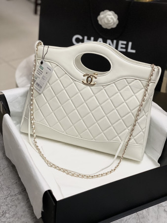 Ch*el shopping bag shiny lambskin & gold-tone metal 35x39x8cm