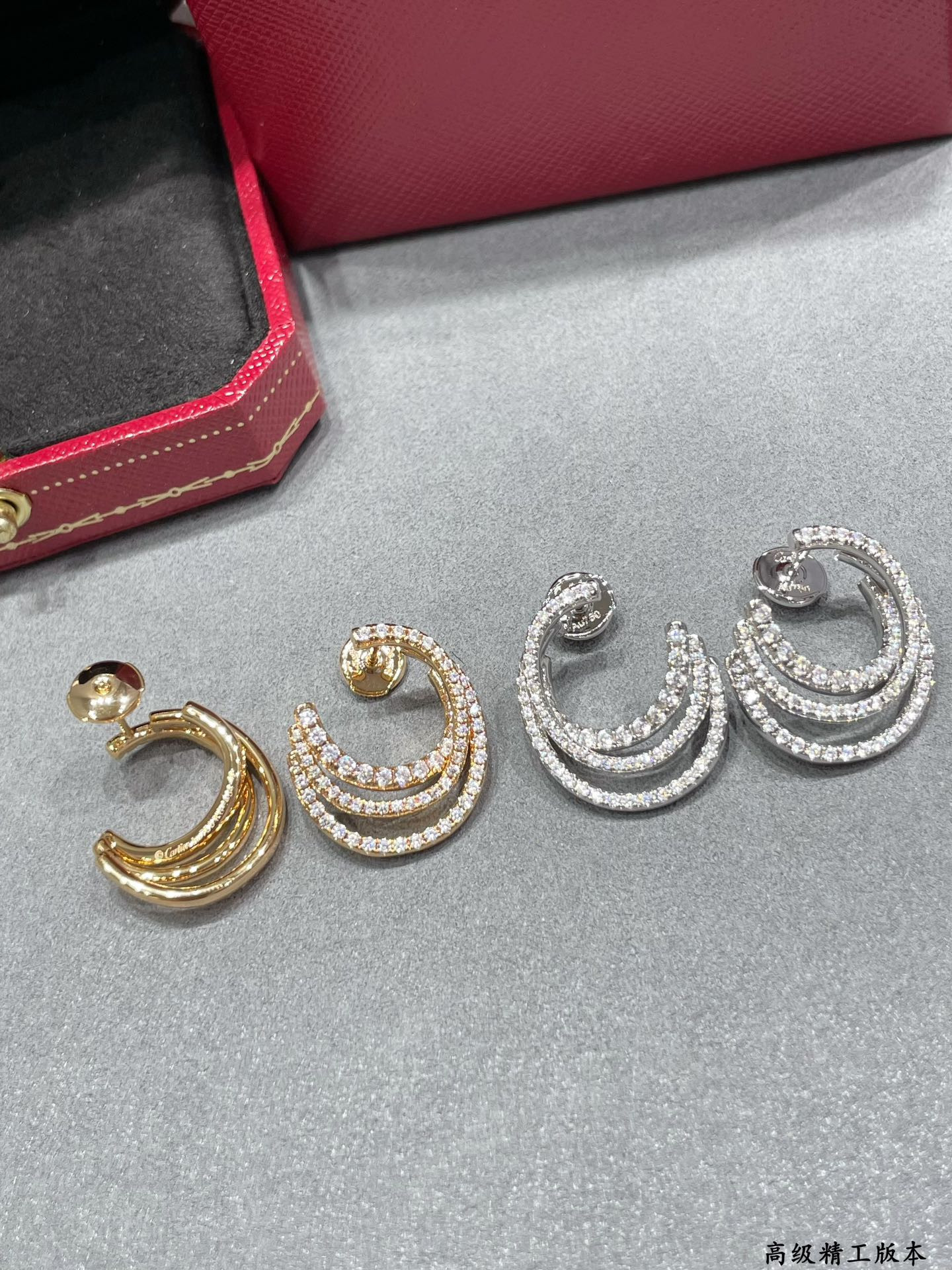 ca*t*er three-circle full Di*m*nd earrings