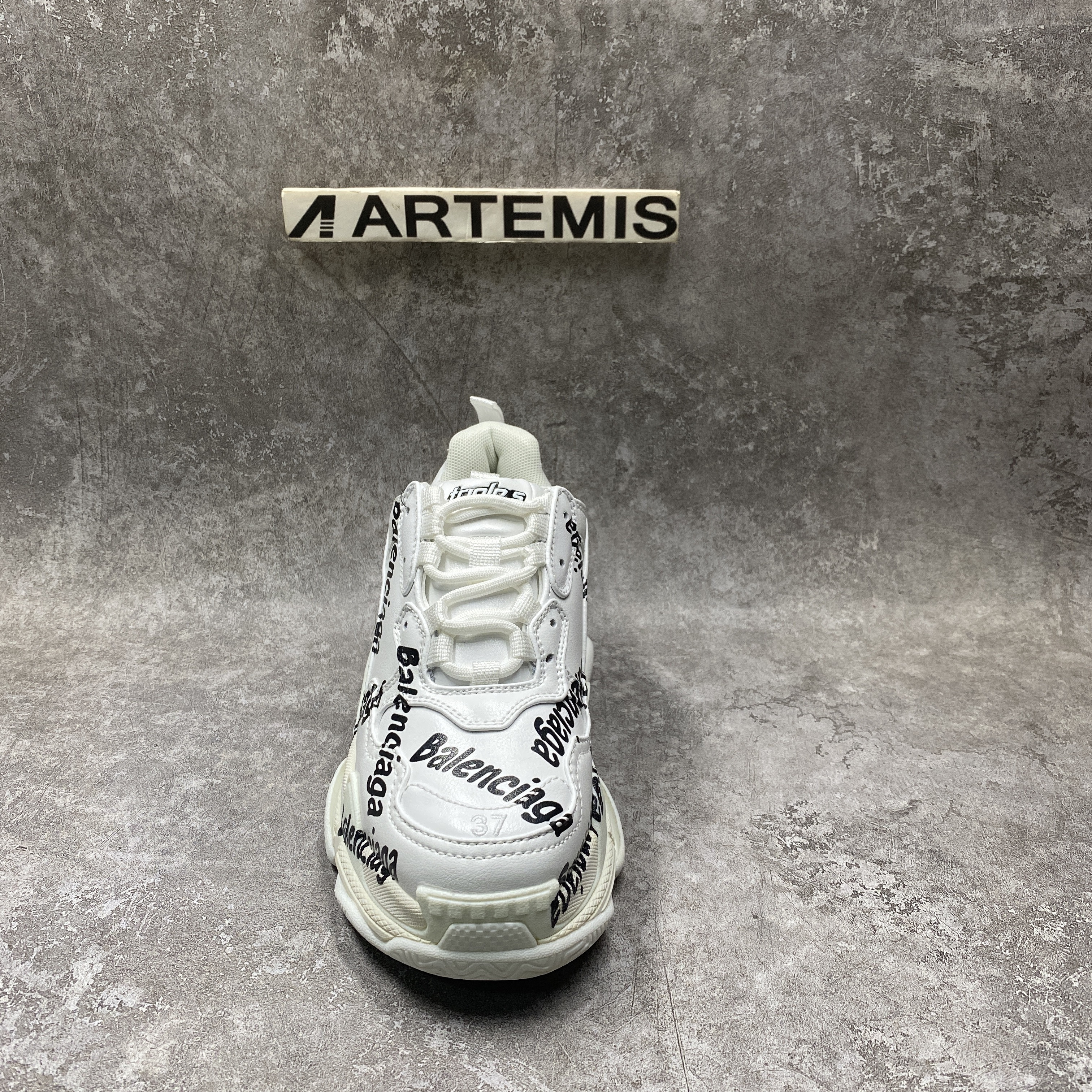 Balenciga Triple S Logotype Sneaker in White