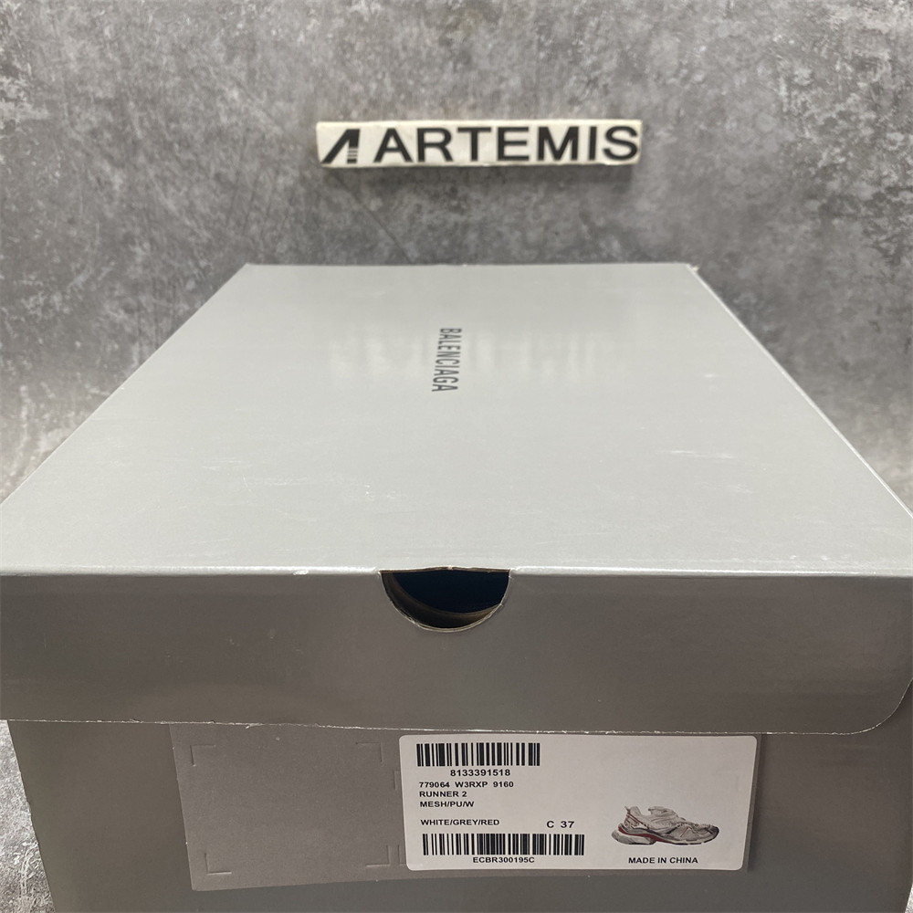Balenciga Runner White Grey Red