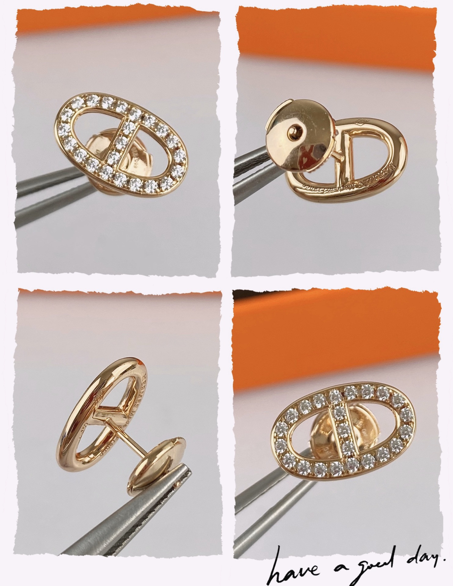 H**me5 fully di*m*nd-encrusted h stud earrings