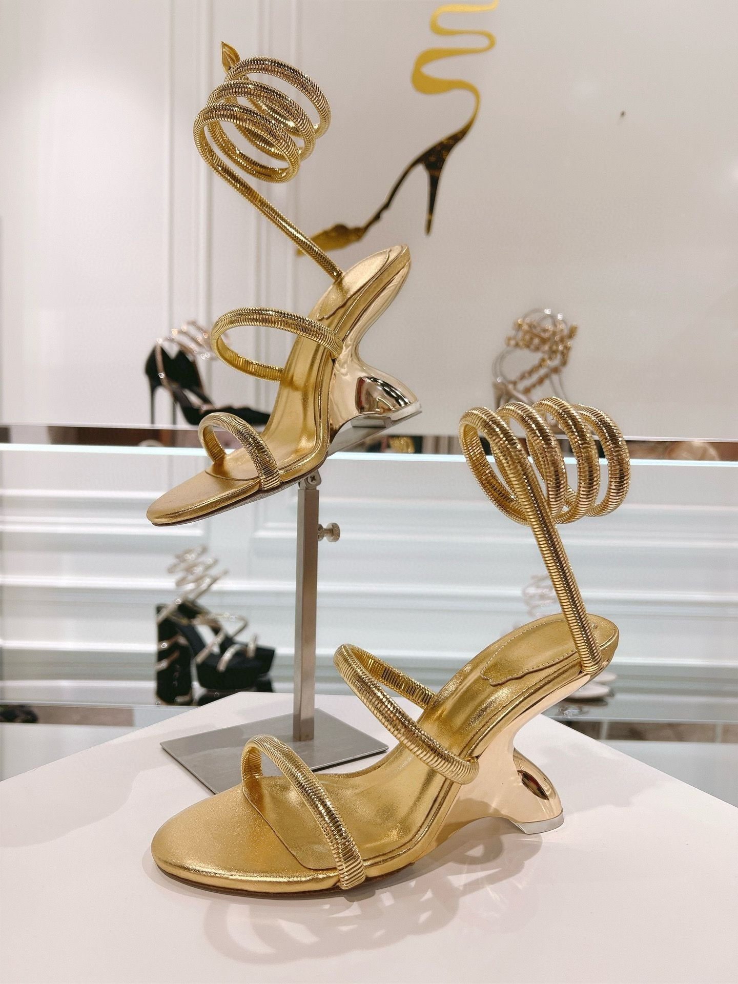 UA René Caovilla Symphony Mirrored Gold Sandal 95mm
