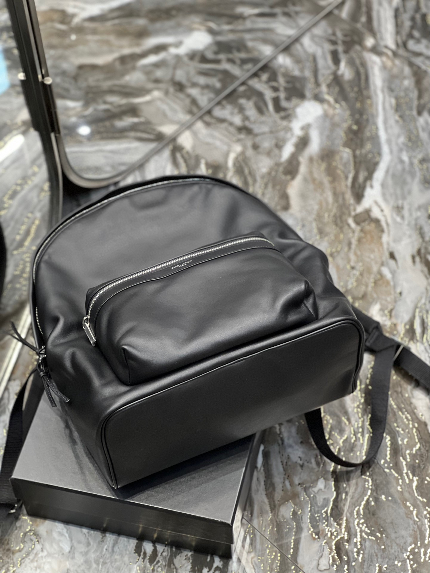 Y*L city backpack in canvas, nylon and leather   31 x 41 x 22 cm  12.2 x 16.1 x 8.6 inches