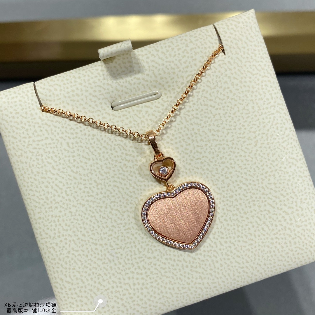 chopard heart-shaped edge Di*m*nd brushed necklace