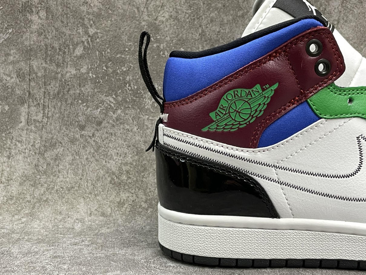 Air Jordan 1 Mid SE Black White Multi-Color