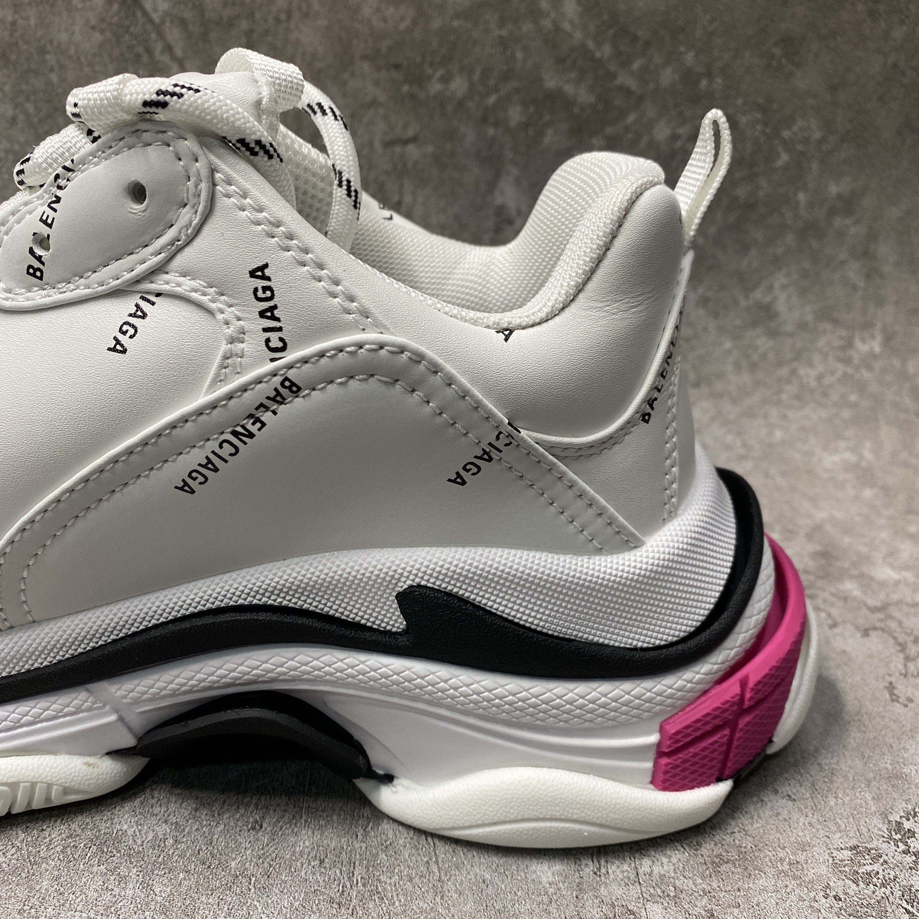 Balenciga All Over Logo Triple S Pink Black