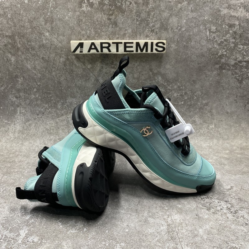 Ch*el pre-owned cloth trainers in green