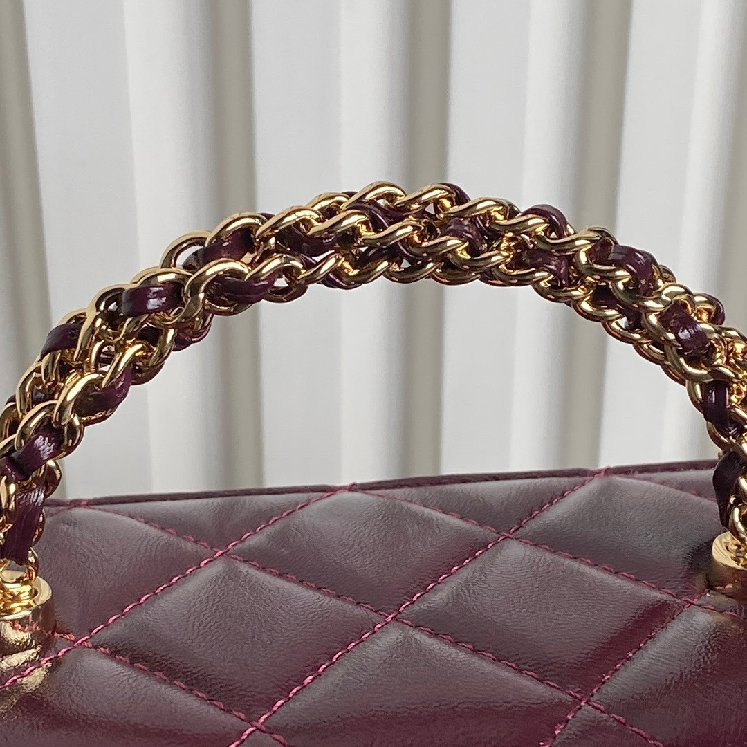 Ch*el clutch with chain 9.5x 17x 8cm