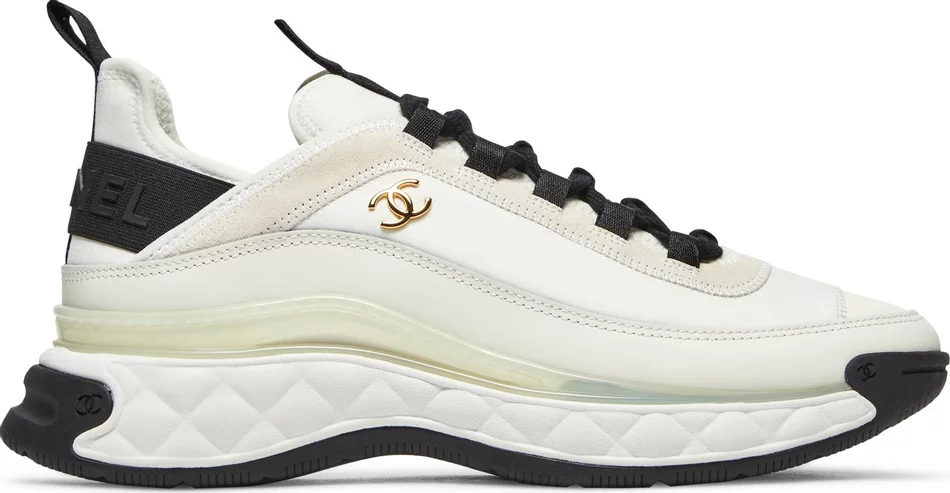 Ch*el velvet calfskin & mixed fibers sneaker ivory