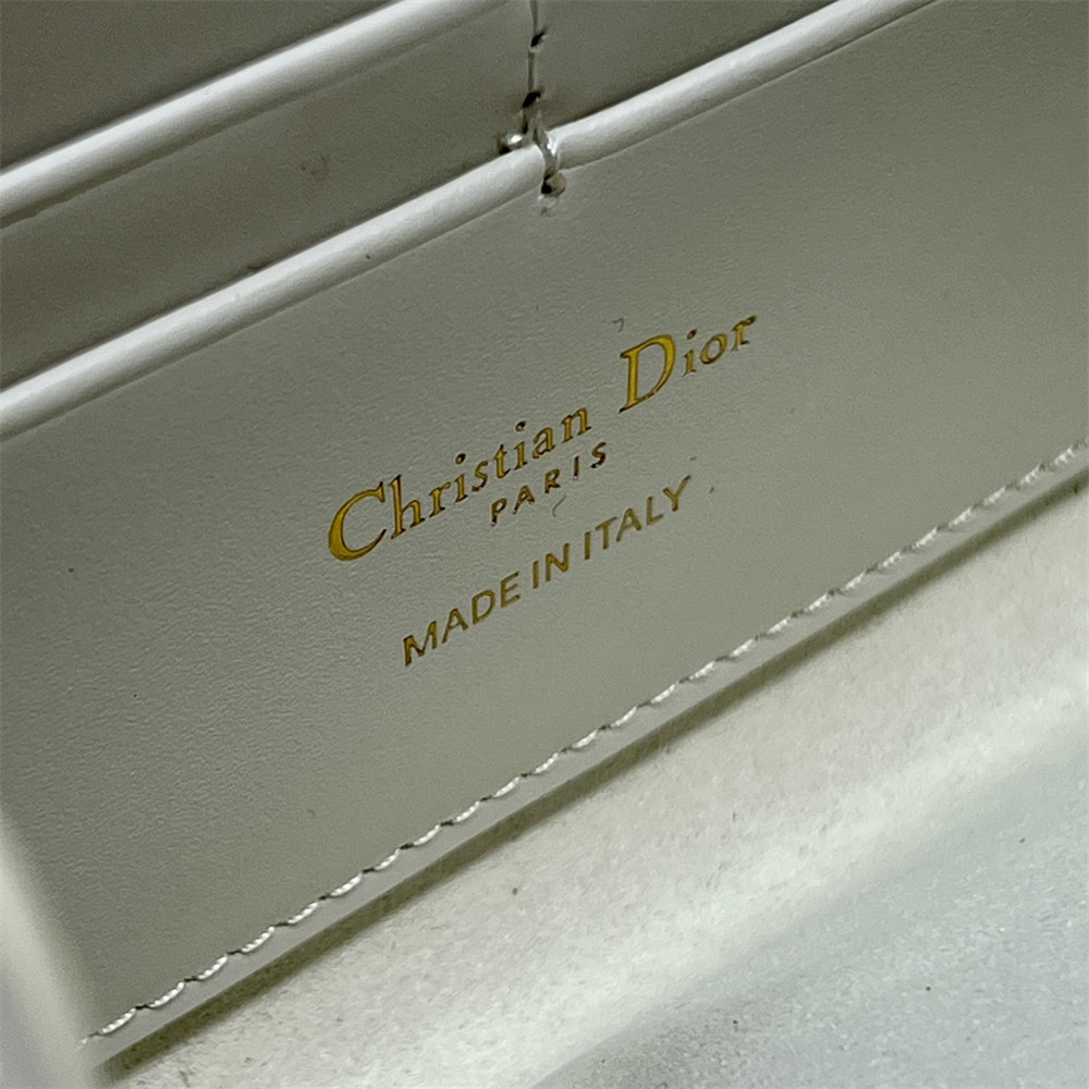D*or bobby east-west pouch with chain latte smooth calfskin white