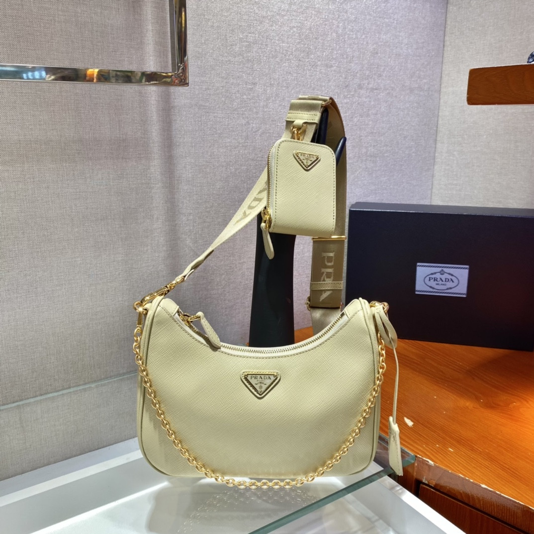 Pra*a re-edition 2005 saffiano leather bag yellow