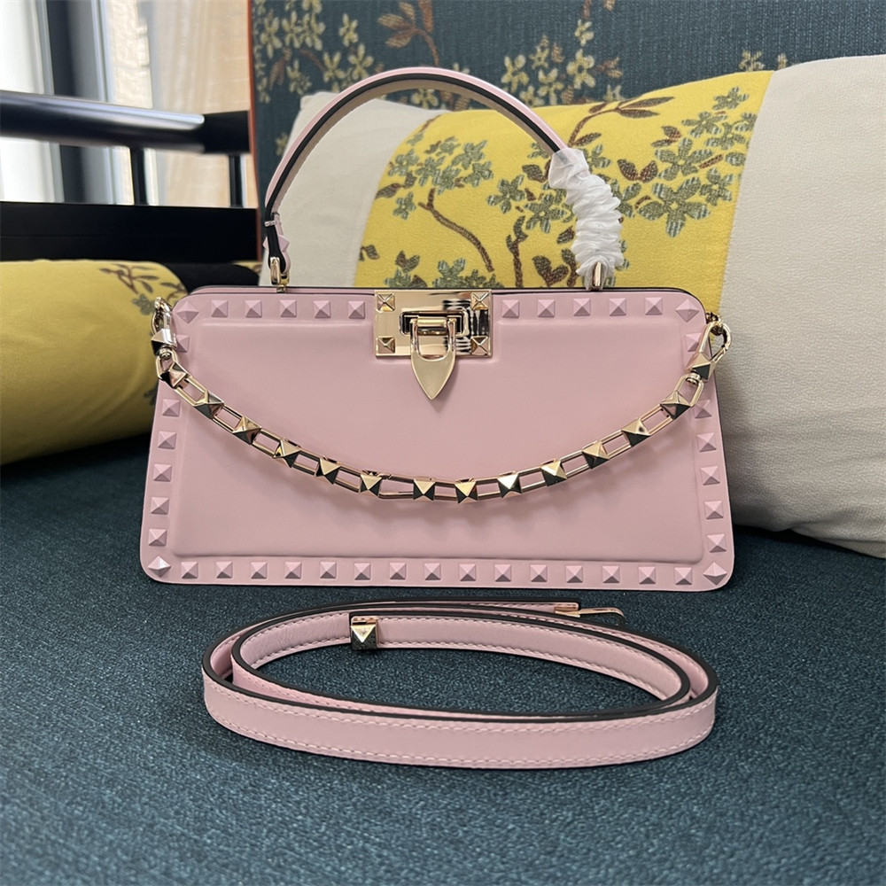 Va1e*ntin0 garavani rockstud23 smooth calfskin handbag pink