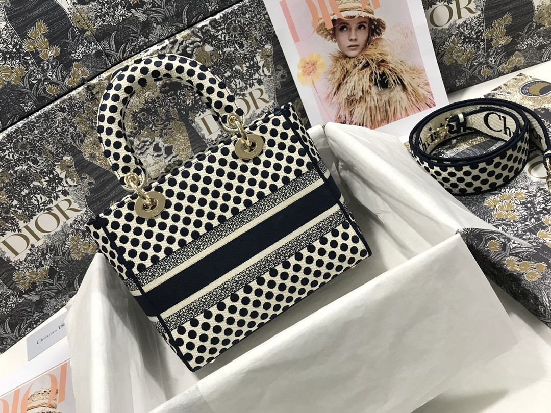 medium D*or lady d-lite bag polka dots  24 x 20 x 11 cm