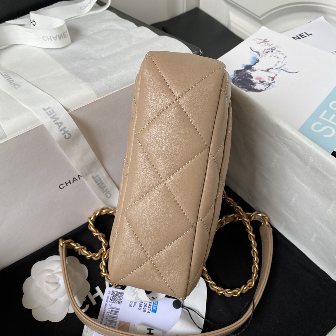 Ch*el mini flap bag khaki 5.3 × 6.6 × 3.1 in