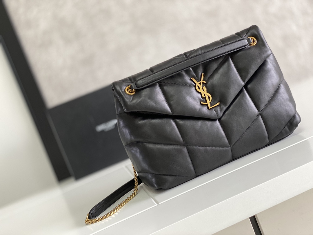 Y*L puffer medium in nappa leather black 13.7 x 9 x 5.3 inches