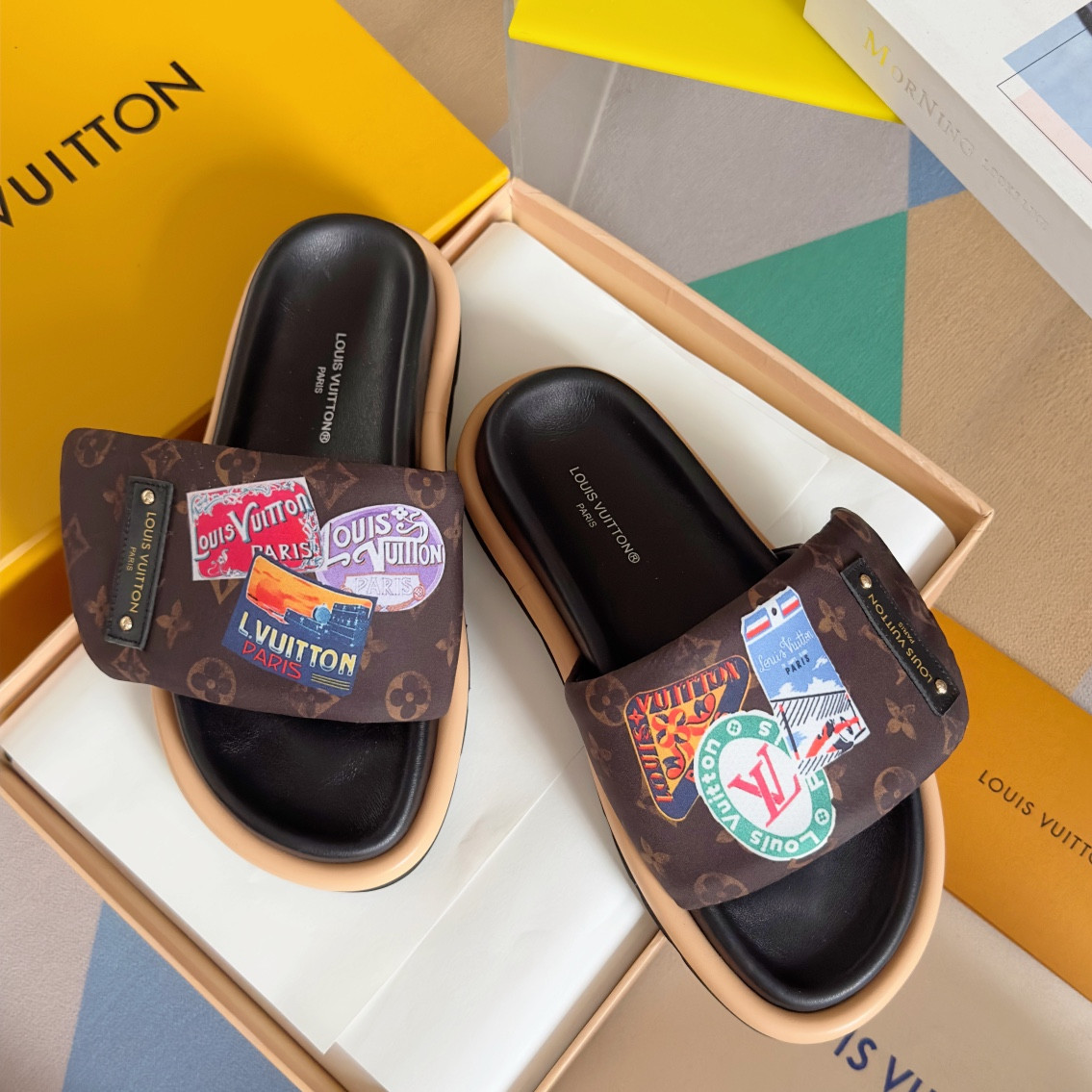 LV Pool Pillow Flat Comfort Mule