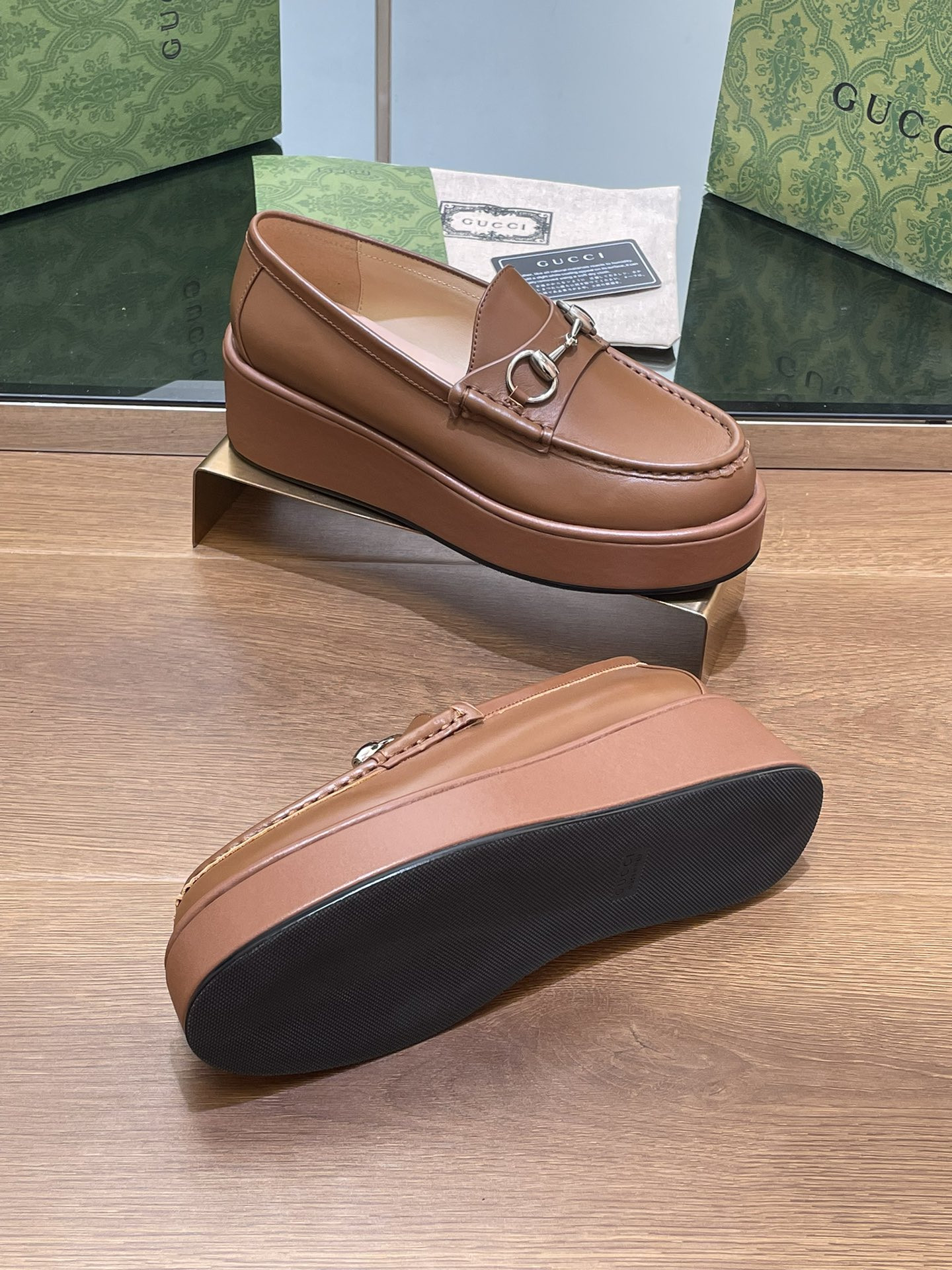 ua G*u*i horsebit wedge loafer