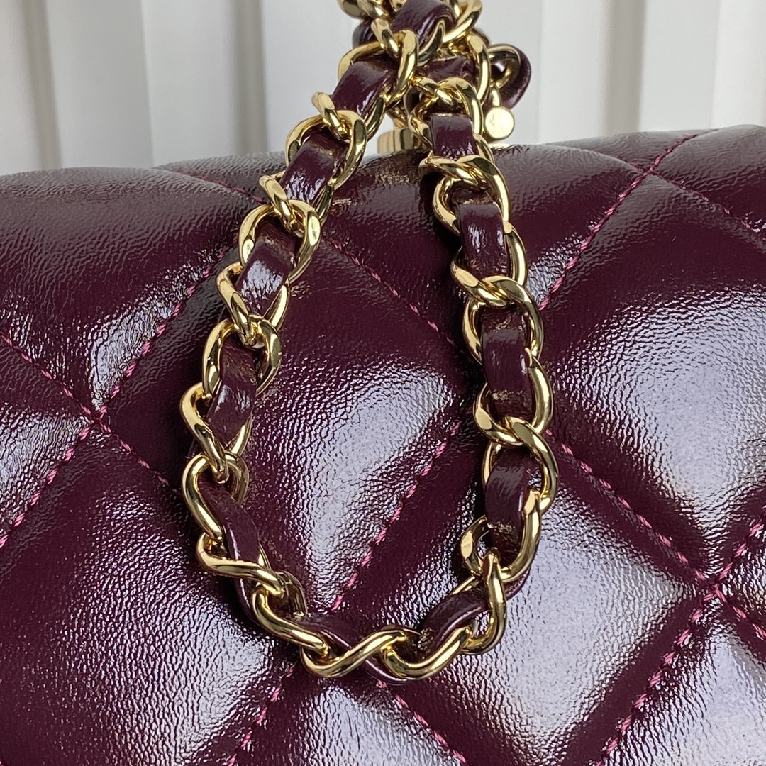 Ch*el mini flap bag with top handle 14×19×8.5cm