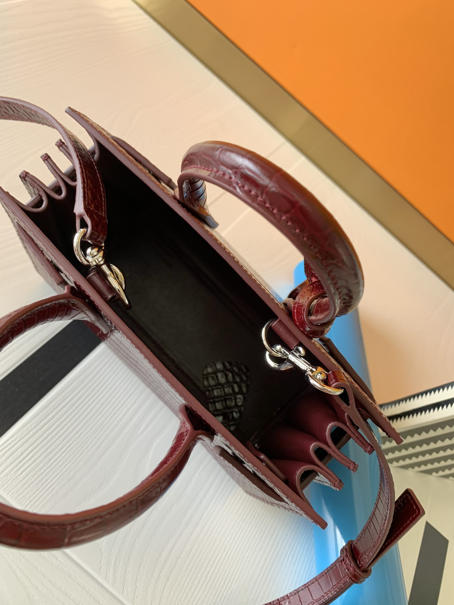 Y*L sac de jour in crocodile embossed leather - nano 22x18x10.5cm