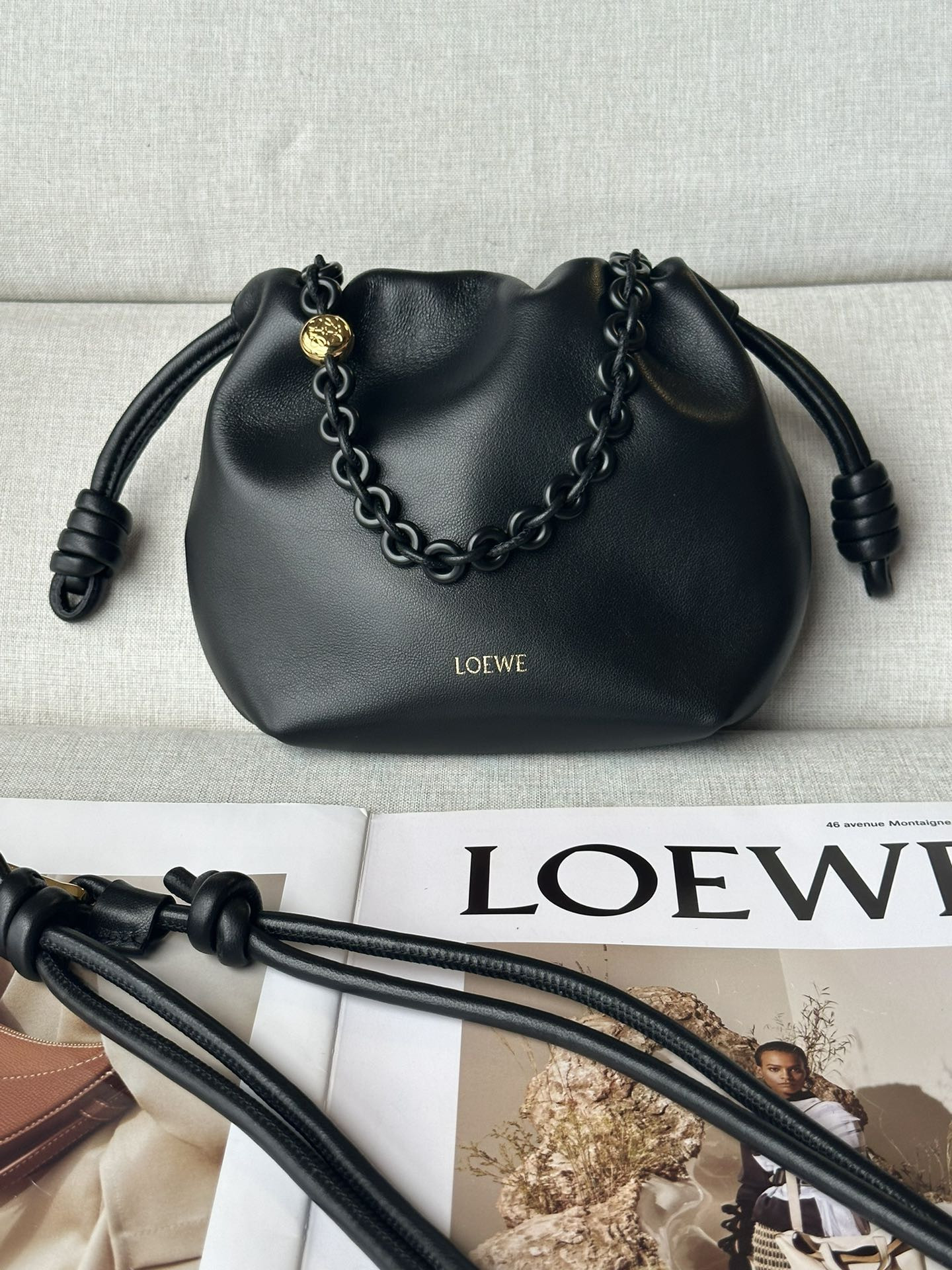 L0ew* mini flamenco purse bag in mellow nappa lambskin 23x17x5.5cm