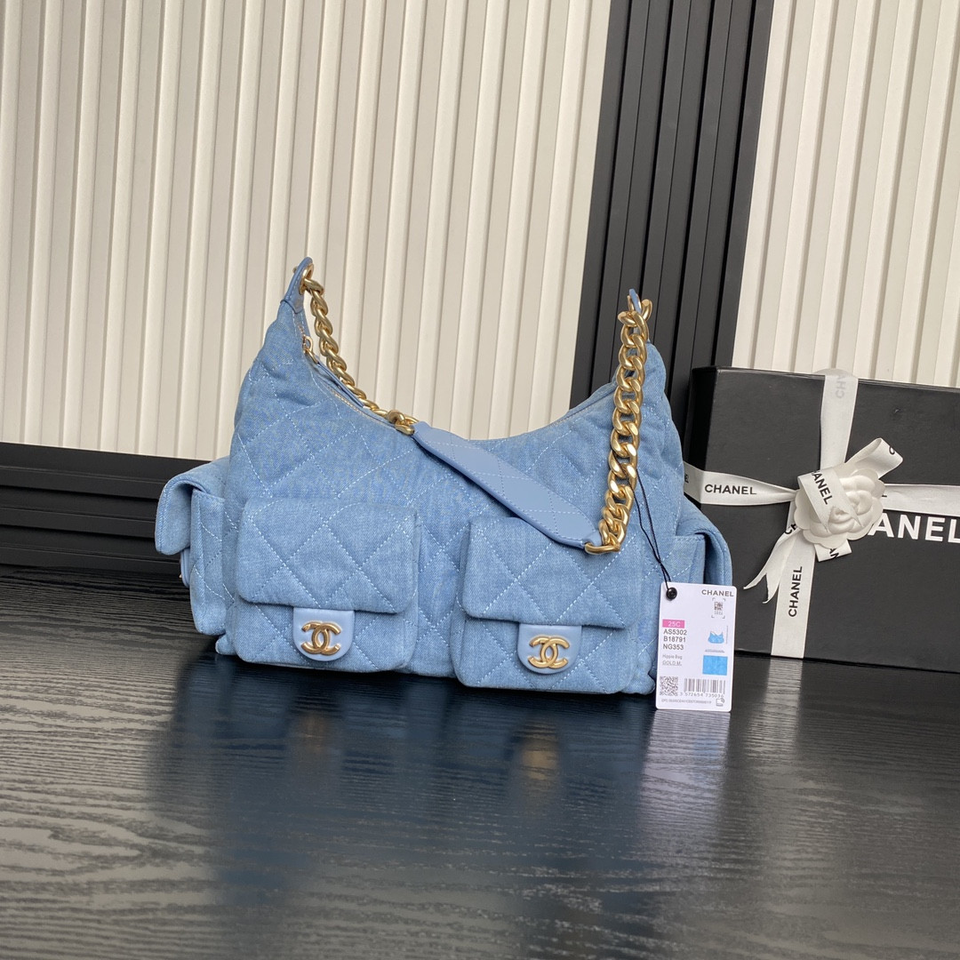 Ch*el 25c maxi hobo bag 27×35×18cm