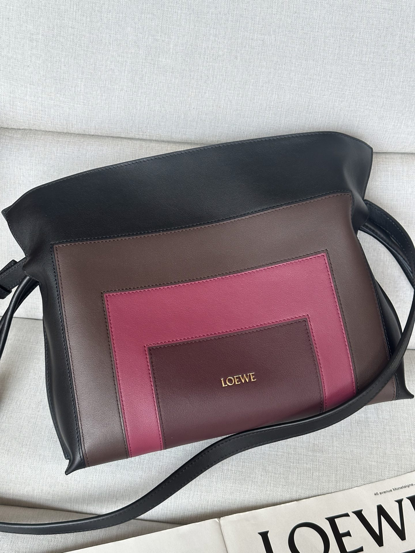 L0ew* x albers medium flamenco clutch in nappa calfskin 24.5x30x10.5cm