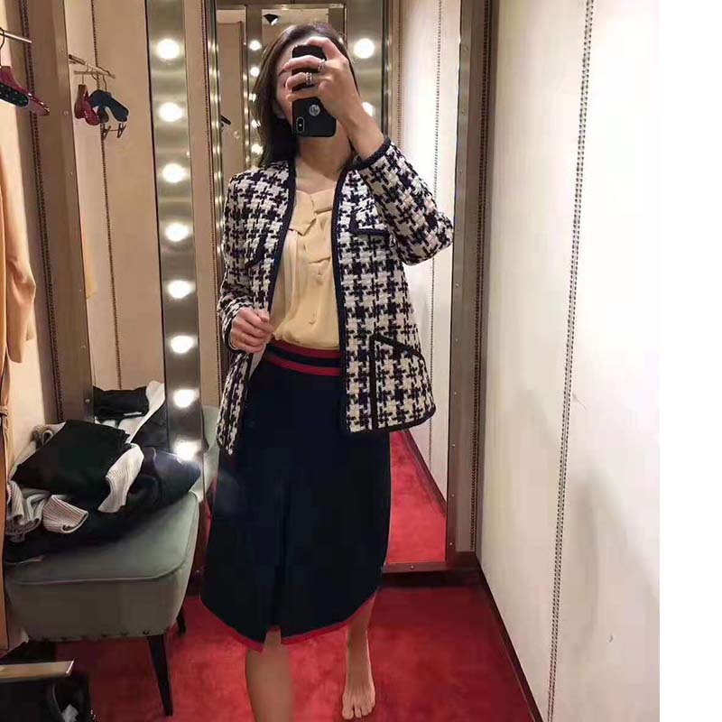 G*u*i women houndstooth v-neck jacket