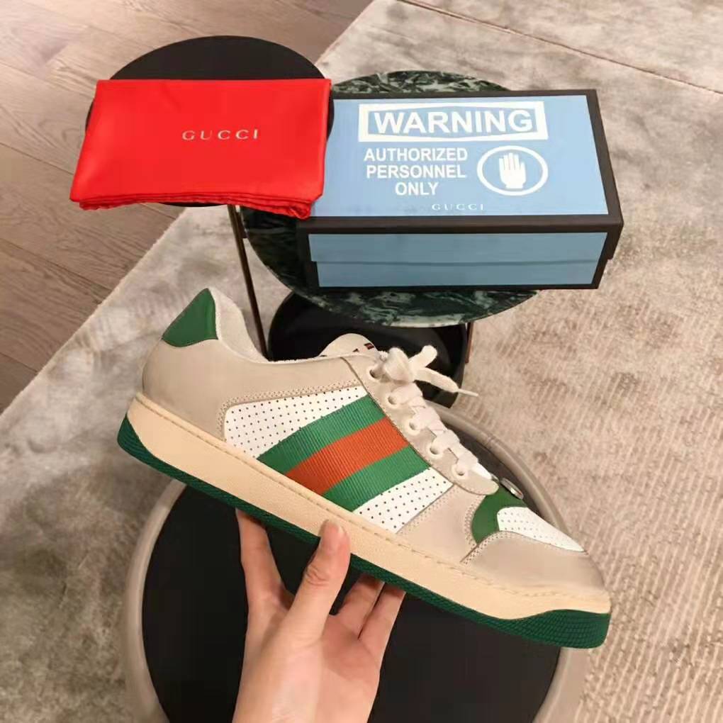 G*u*i men screener leather sneaker 3.6cm height-green