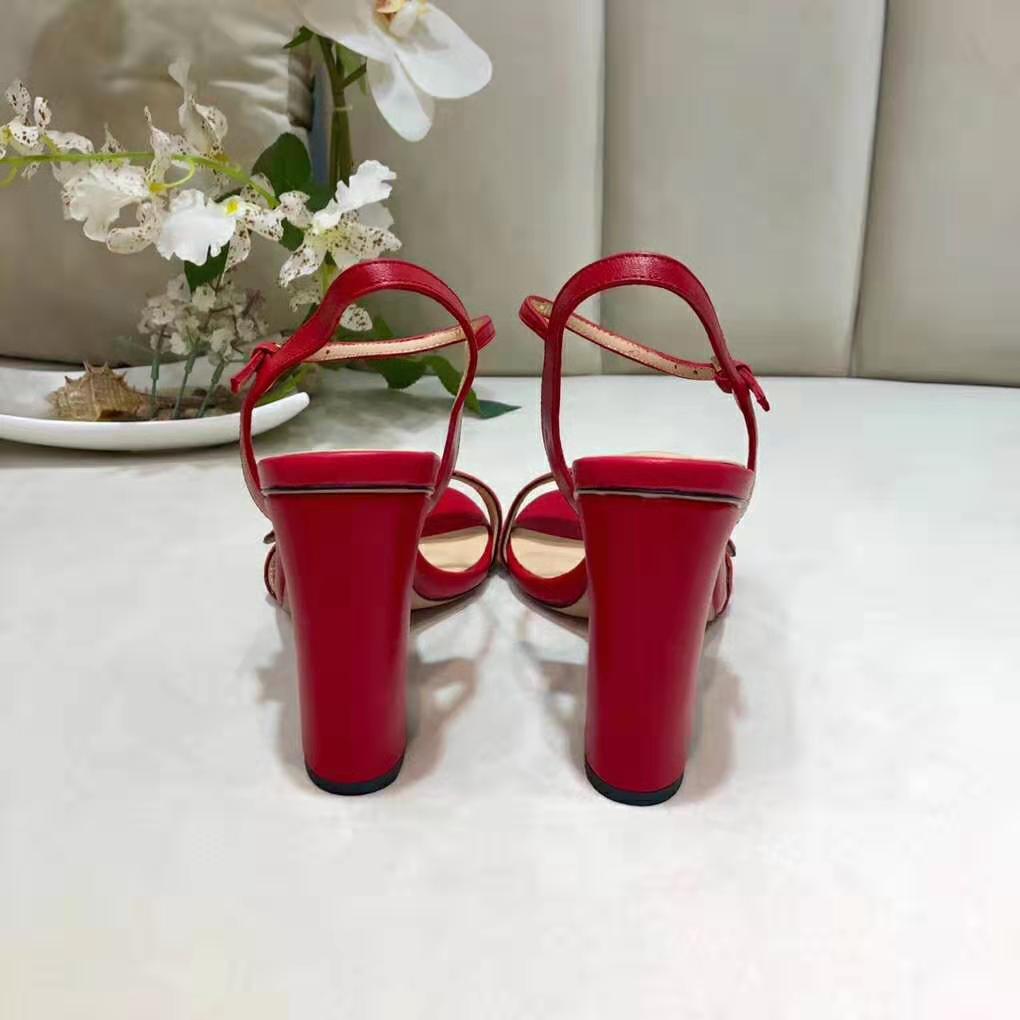 G*u*i women leather mid-heel sandal-red