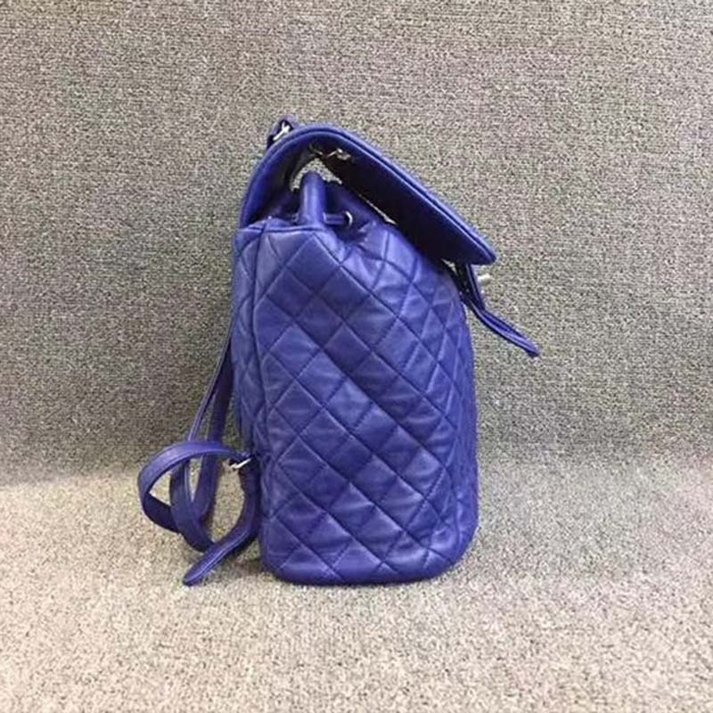 chanel women backpack in embossed Di*m*nd pattern goatskin leather-purple