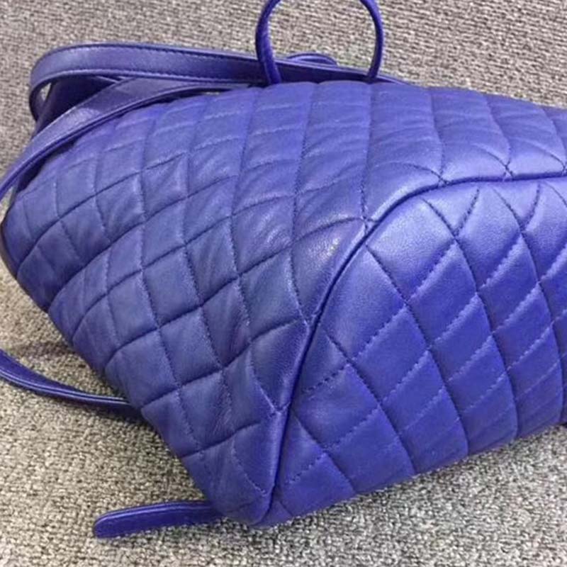 chanel women backpack in embossed Di*m*nd pattern goatskin leather-purple