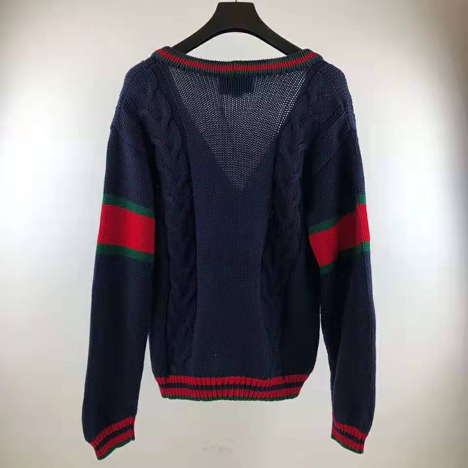 G*u*i men oversize cable knit cardigan sweater-navy