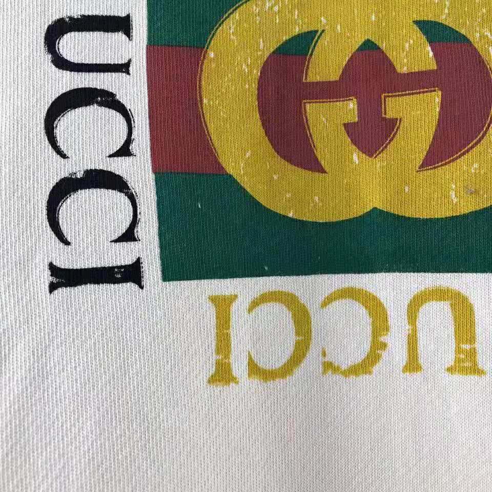 G*u*i men oversize sweatshirt with G*u*i logo in 100% cotton-white