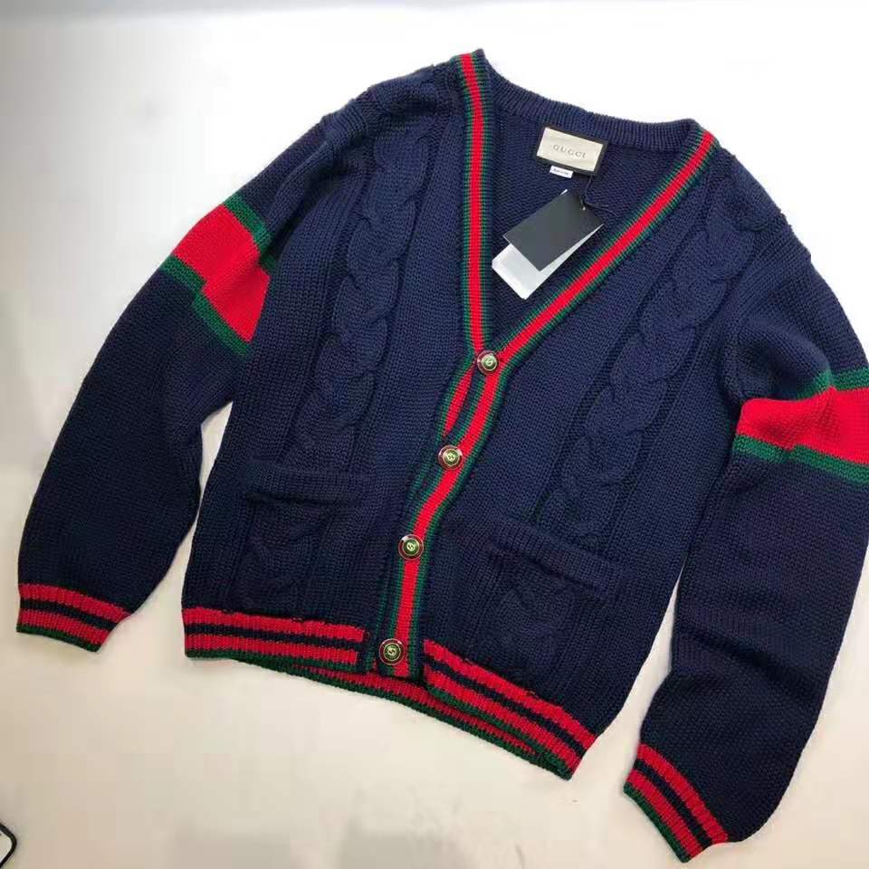 G*u*i women oversize cable knit cardigan sweater-navy