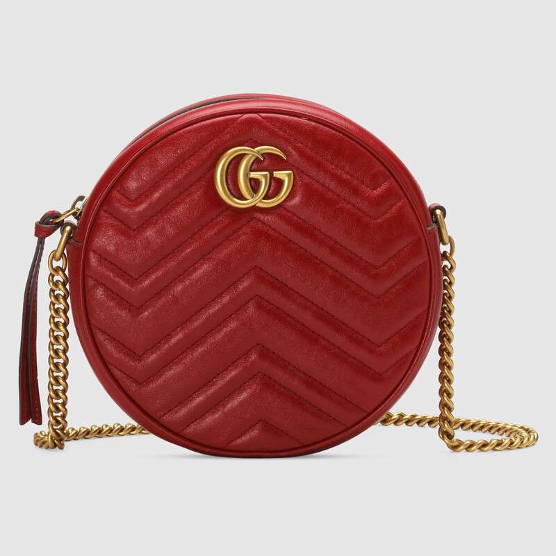 G*u*i gg women gg marmont mini round shoulder bag in matelassé chevron leather