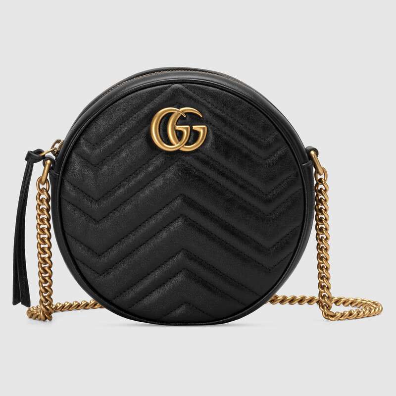 G*u*i gg women gg marmont mini round shoulder bag in matelassé chevron leather