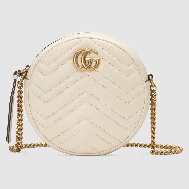 G*u*i gg women gg marmont mini round shoulder bag in matelassé chevron leather