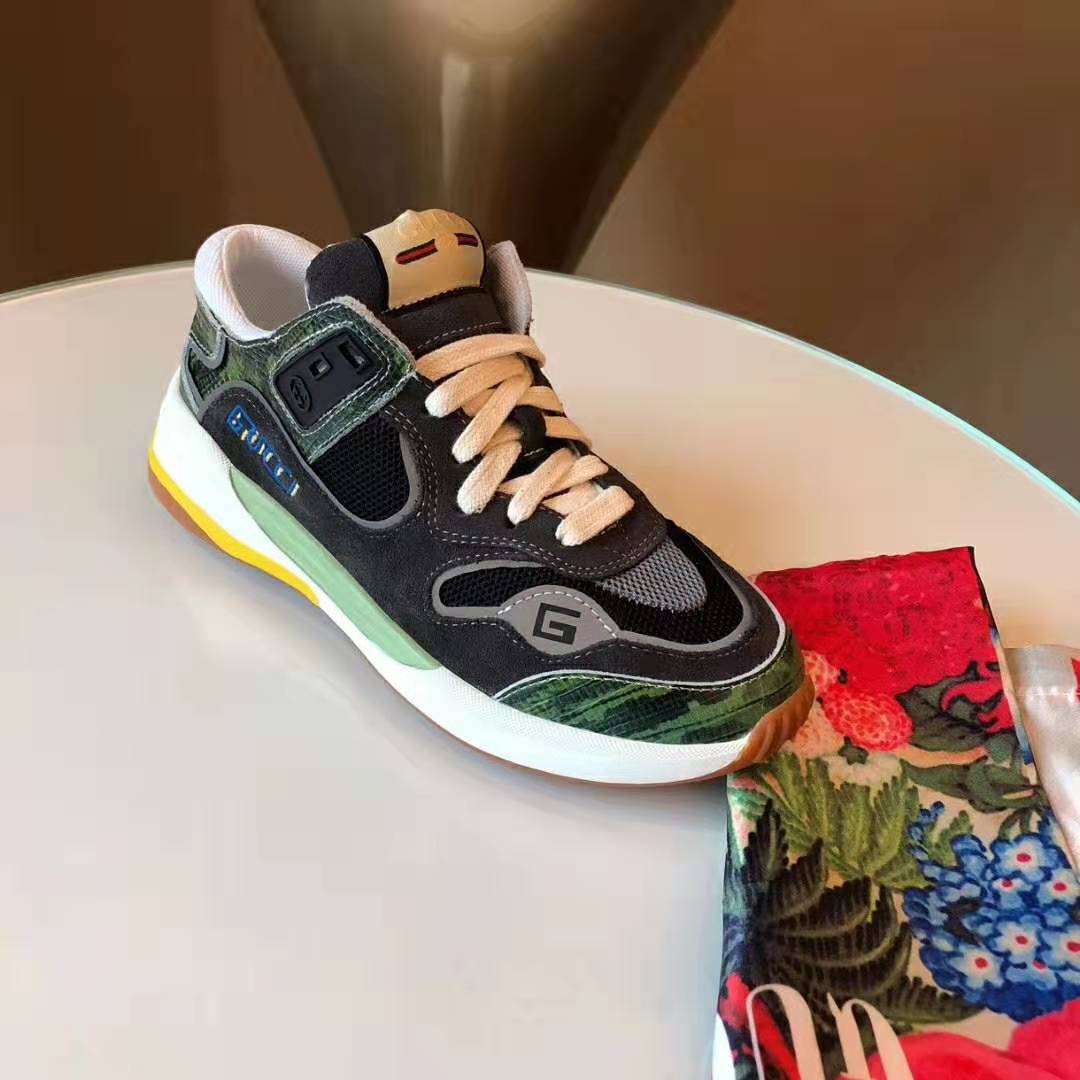 G*u*i men’s ultrapace sneaker in embroidered g detail 3 cm heel-green