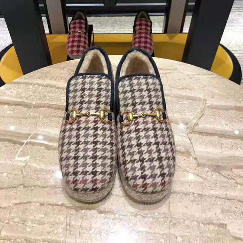 G*u*i unisex gg check wool loafer in brown check wool