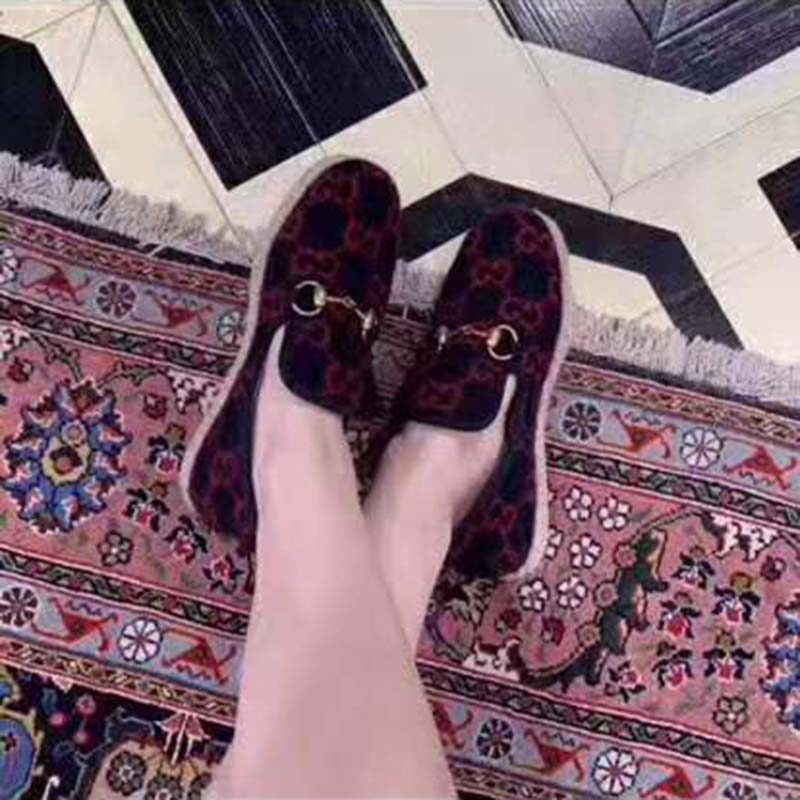G*u*i unisex gg wool loafer in blue and red gg wool