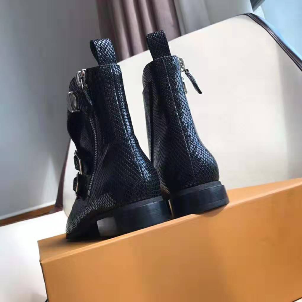 Louis Vuitton LV Women Jumble Flat Ankle Boot in Python and Rubber-Black