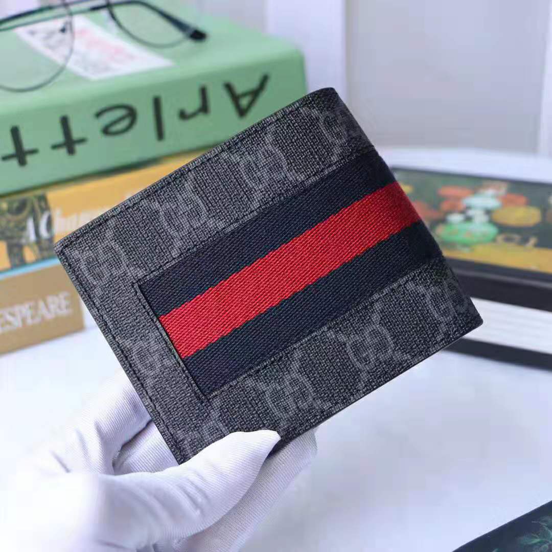 G*u*i gg men web gg supreme web wallet in black/grey gg supreme canvas