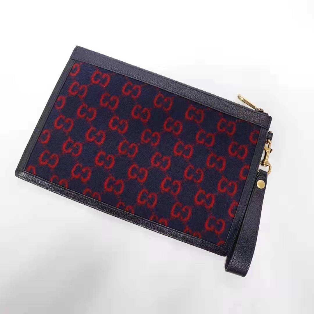 G*u*i gg unisex gg wool pouch in blue and red gg wool