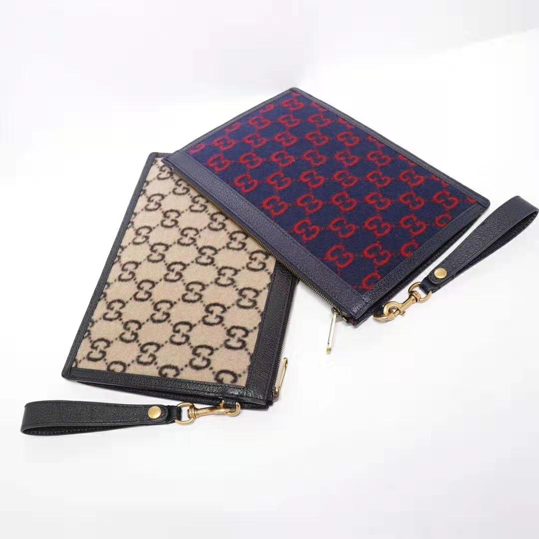 G*u*i gg unisex gg wool pouch in blue and red gg wool