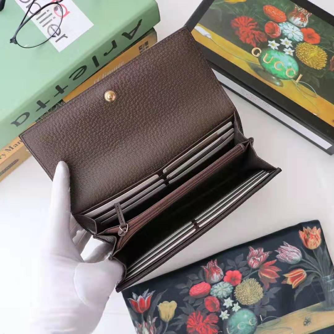 G*u*i gg unisex ophidia gg continental wallet in beige/ebony gg supreme canvas