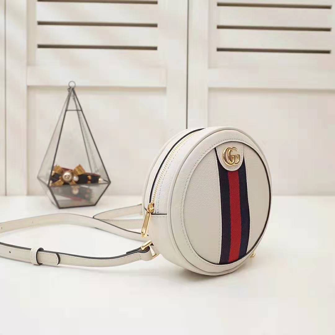 G*u*i gg women ophidia mini backpack with blue and red web in white leather