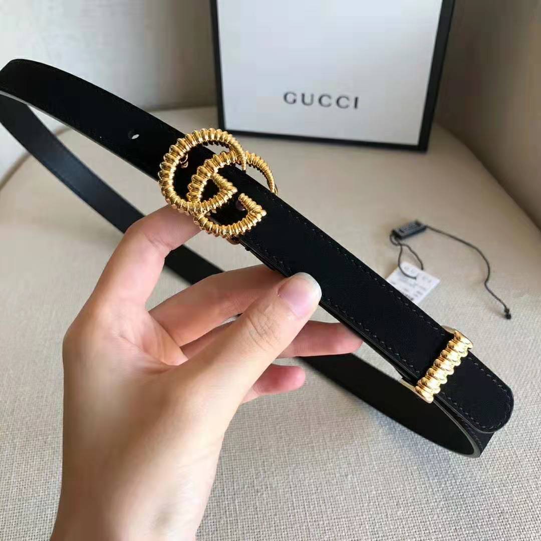 G*u*i unisex gg suede belt with torchon double g buckle-black