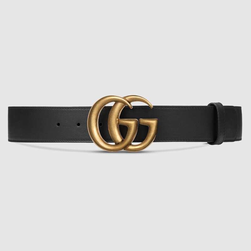 G*u*i unisex leather belt with double g buckle