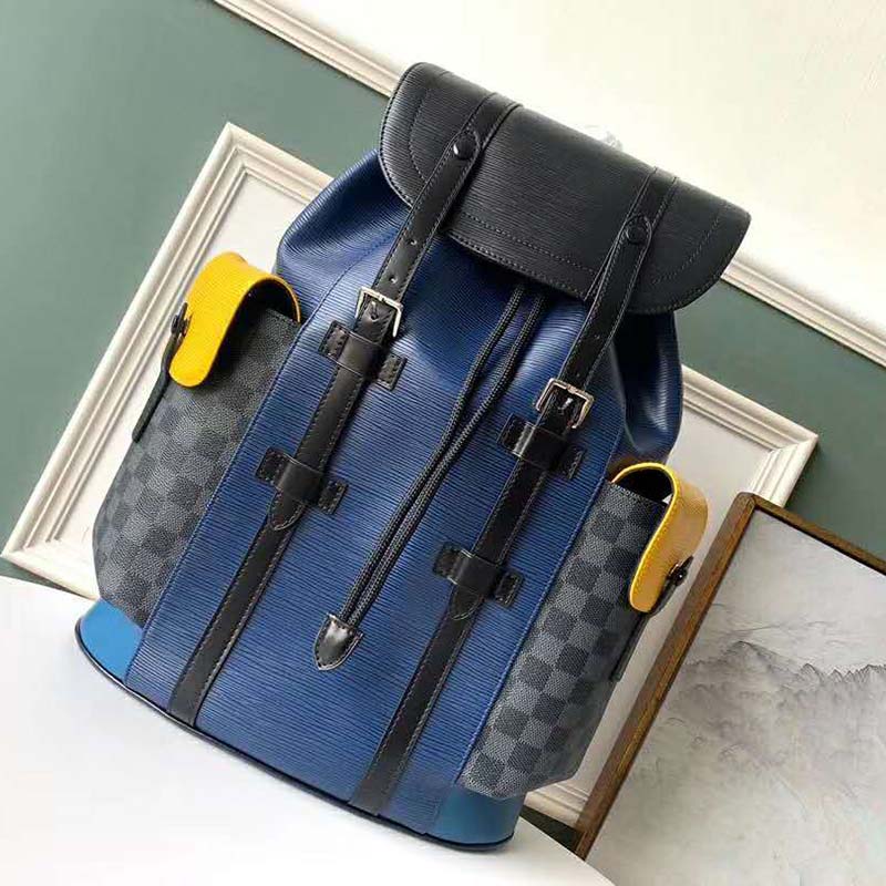 Louis Vuitton LV Unisex Christopher Backpack PM in Cowhide Leather-Navy