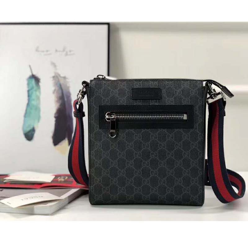 G*u*i gg men gg black small messenger bag supreme canvas